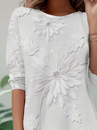 Casual Floral Crew Neck Long Sleeve T-shirt