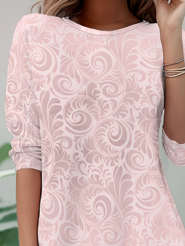 Casual Abstract Crew Neck Long Sleeve T-shirt