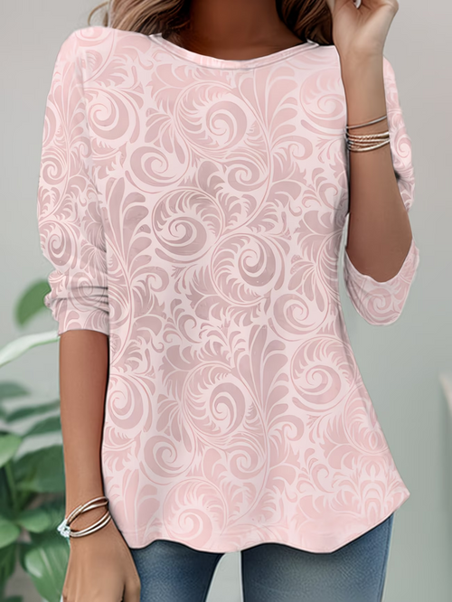Casual Abstract Crew Neck Long Sleeve T-shirt