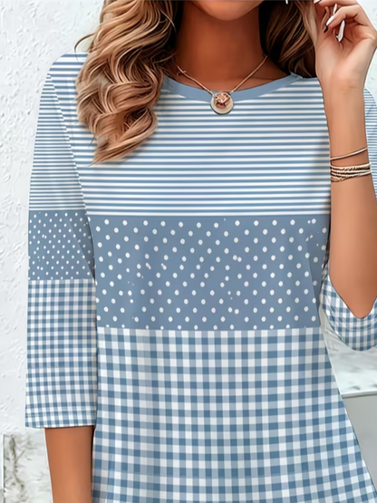 Casual Striped Crew Neck Long Sleeve T-shirt