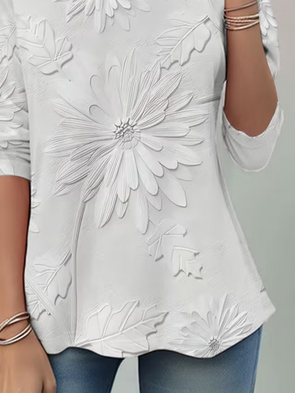Casual Floral Crew Neck Long Sleeve T-shirt
