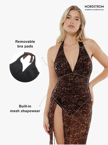 Shapewear Halter Tummy Control Swimsuit And Cover-Up Set