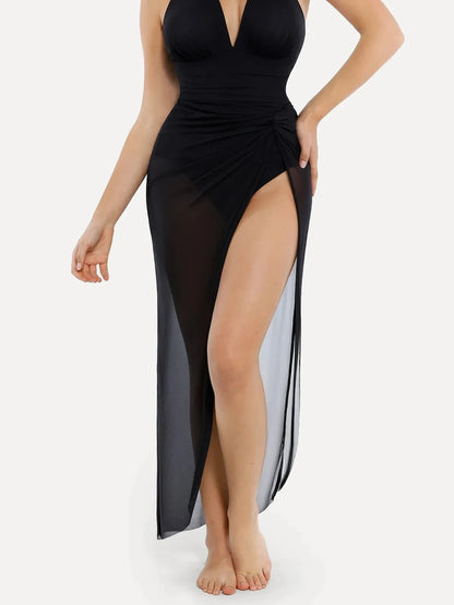 Shapewear Halter Tummy Control Swimsuit And Cover-Up Set